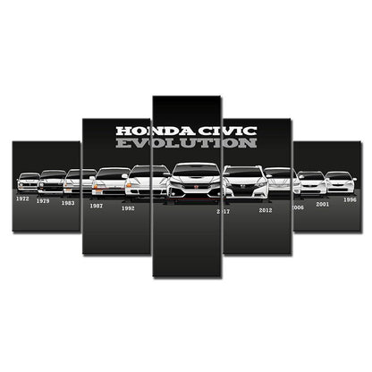 Honda Civic Evolution - 5 panel canvas wall art - JDM Global Warehouse