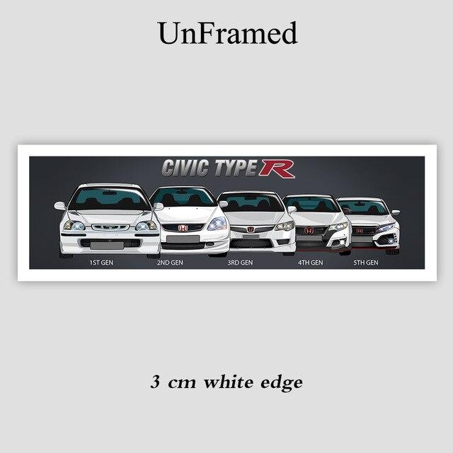 Honda Civic Type R generations canvas artwork - JDM Global Warehouse