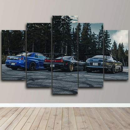 JDM Holy Trinity Rear Shot - 5 panel canvas wall art - JDM Global Warehouse