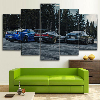 JDM Holy Trinity Rear Shot - 5 panel canvas wall art - JDM Global Warehouse