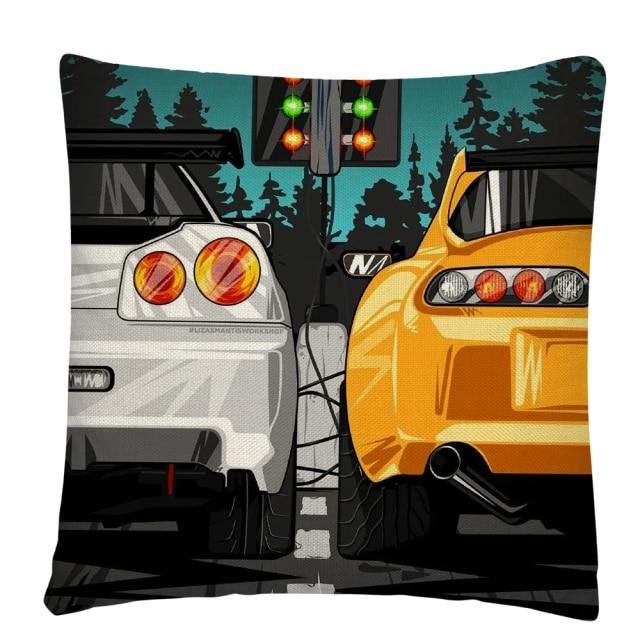 JDM Sports Car half side cushion cover 45 x 45cm - over 20 styles! - JDM Global Warehouse