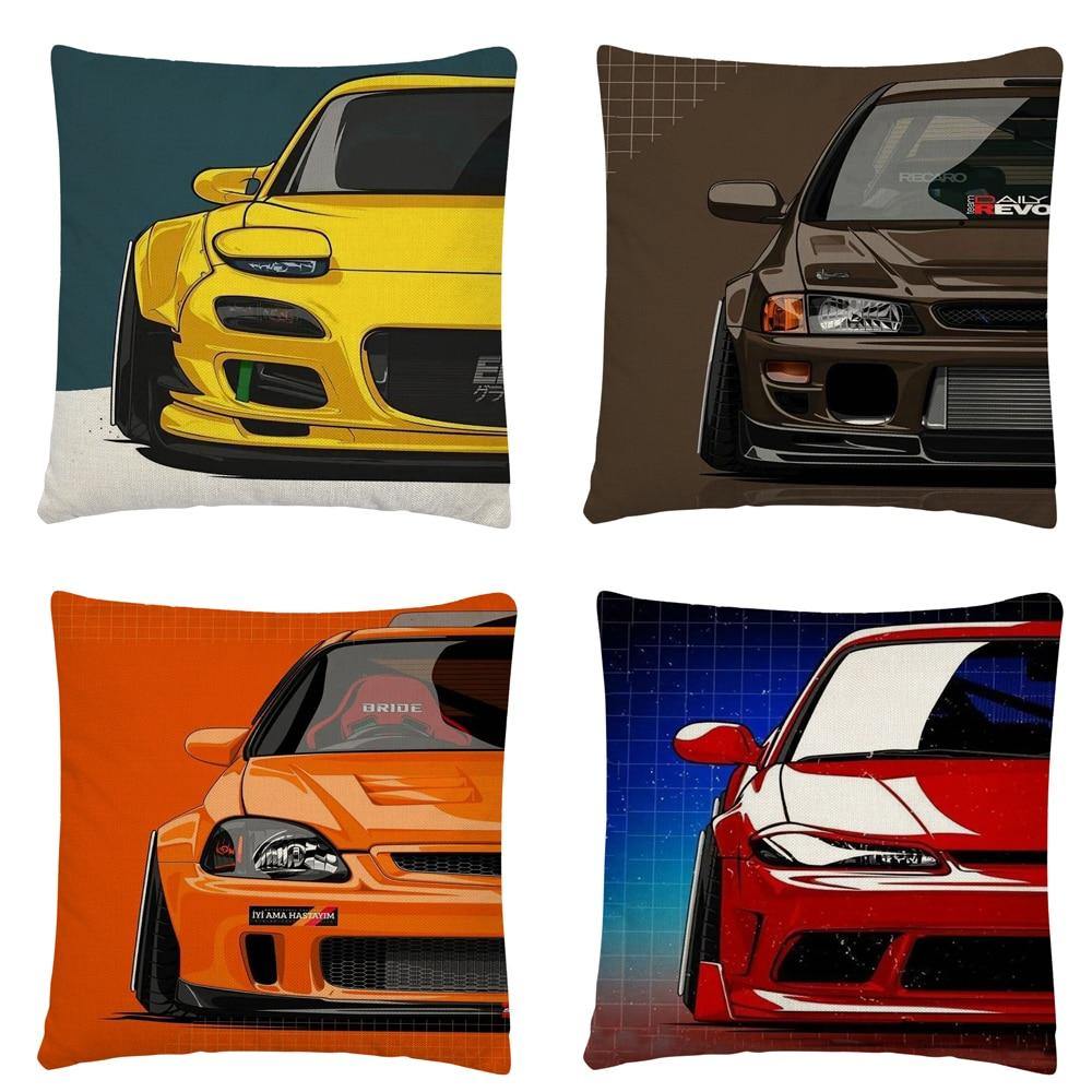 JDM Sports Car half side cushion cover 45 x 45cm - over 20 styles! - JDM Global Warehouse