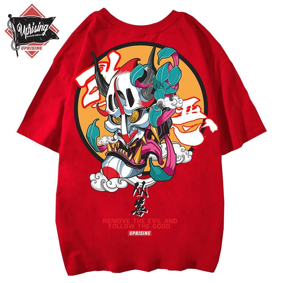 JDM streetwear Demon Mask "Remove the Evil" t-shirt - JDM Global Warehouse