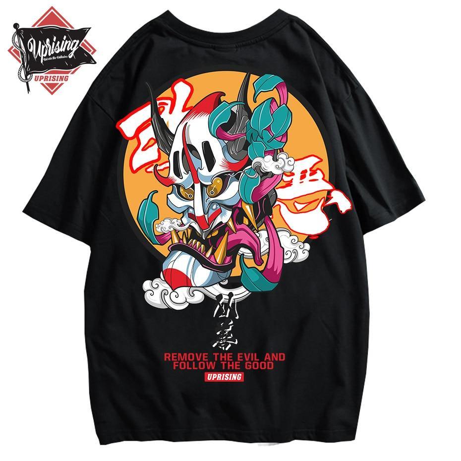 JDM streetwear Demon Mask "Remove the Evil" t-shirt - JDM Global Warehouse