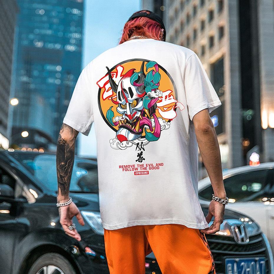 JDM streetwear Demon Mask "Remove the Evil" t-shirt - JDM Global Warehouse