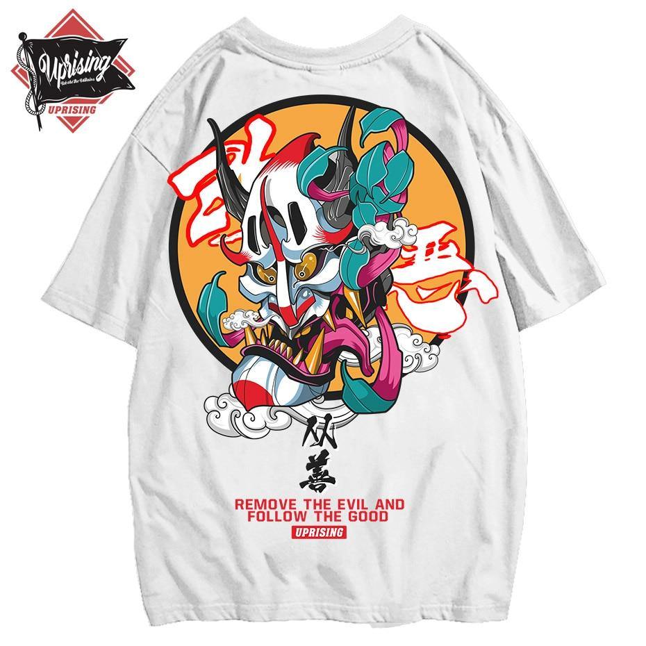 JDM streetwear Demon Mask "Remove the Evil" t-shirt - JDM Global Warehouse