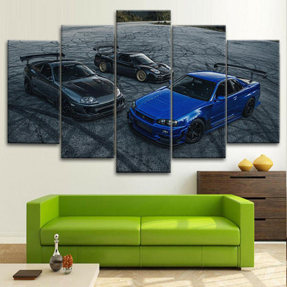 JDM Triple Threat - NSX, Skyline, Supra 5 piece Wall Art - JDM Global Warehouse