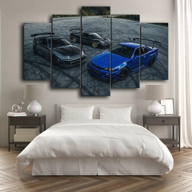 JDM Triple Threat - NSX, Skyline, Supra 5 piece Wall Art - JDM Global Warehouse