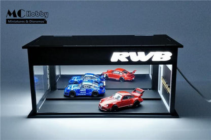 MC Hobby 1:64 Honda & RWB showrooms / garage with LED lighting - JDM Global Warehouse