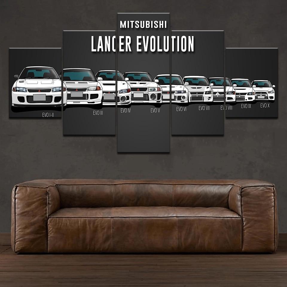 Mitsubishi Lancer Evolution I to X - 5 panel canvas wall art - JDM Global Warehouse