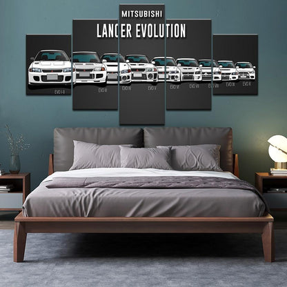 Mitsubishi Lancer Evolution I to X - 5 panel canvas wall art - JDM Global Warehouse