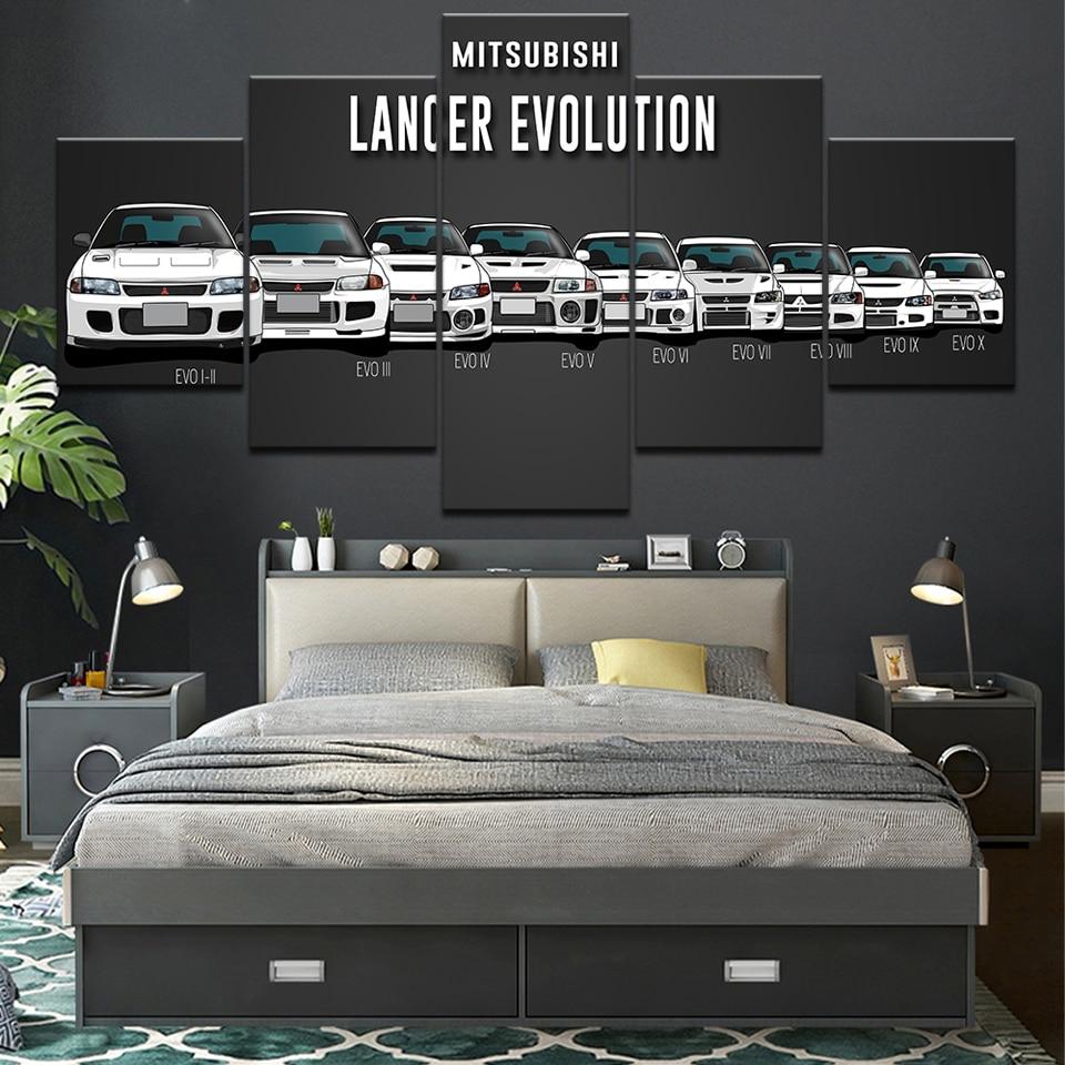 Mitsubishi Lancer Evolution I to X - 5 panel canvas wall art - JDM Global Warehouse