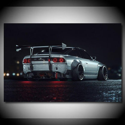 Nissan 180SX Rocket Bunny widebody canvas print wall art - JDM Global Warehouse