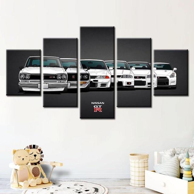 Nissan Skyline GTR generations - multi-piece canvas wall art - JDM Global Warehouse