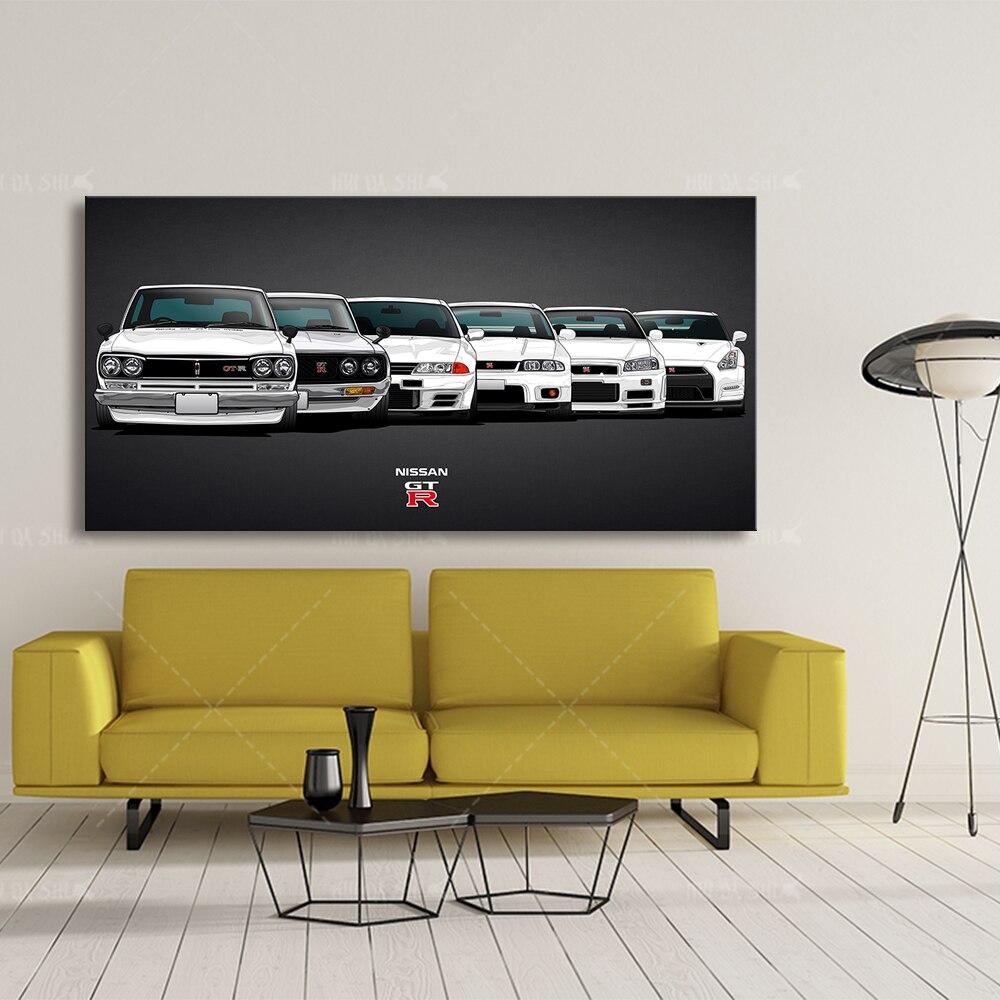 Nissan Skyline GTR generations wall art canvas print - JDM Global Warehouse