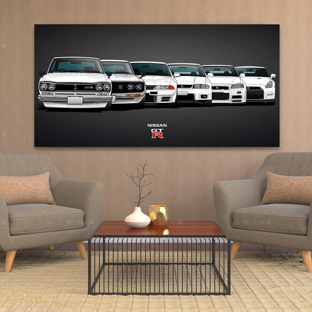 Nissan Skyline GTR generations wall art canvas print - JDM Global Warehouse