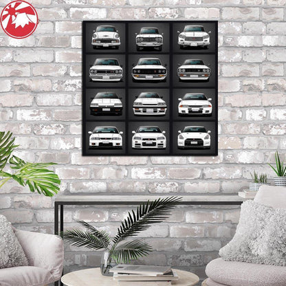 Nissan Skyline GTR Generations wall art - hanging scroll or framed - JDM Global Warehouse