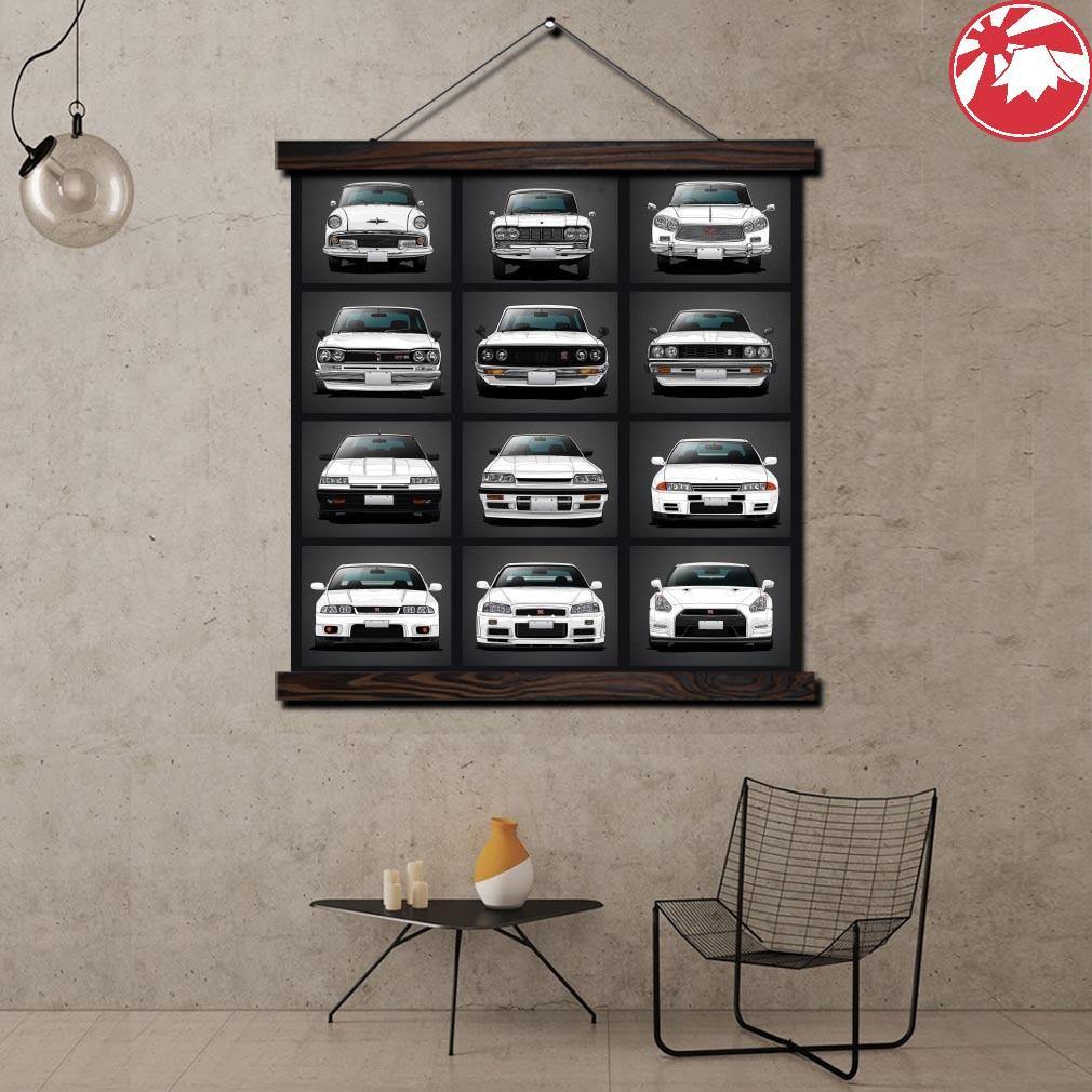 Nissan Skyline GTR Generations wall art - hanging scroll or framed - JDM Global Warehouse