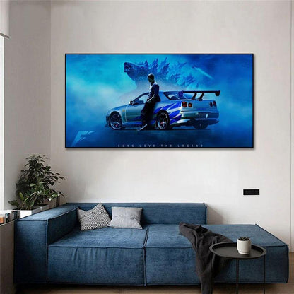 Nissan Skyline R34 GTR - Godzilla canvas wall art - JDM Global Warehouse