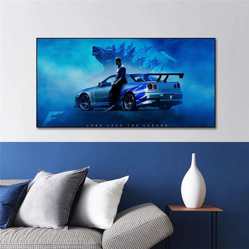 Nissan Skyline R34 GTR - Godzilla canvas wall art - JDM Global Warehouse