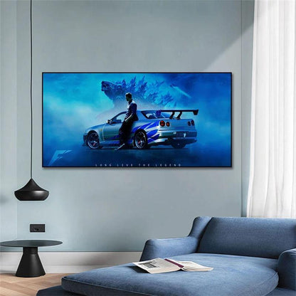 Nissan Skyline R34 GTR - Godzilla canvas wall art - JDM Global Warehouse