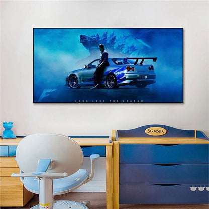 Nissan Skyline R34 GTR - Godzilla canvas wall art - JDM Global Warehouse