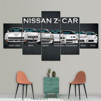 Nissan Z - 5 panel canvas wall art - JDM Global Warehouse