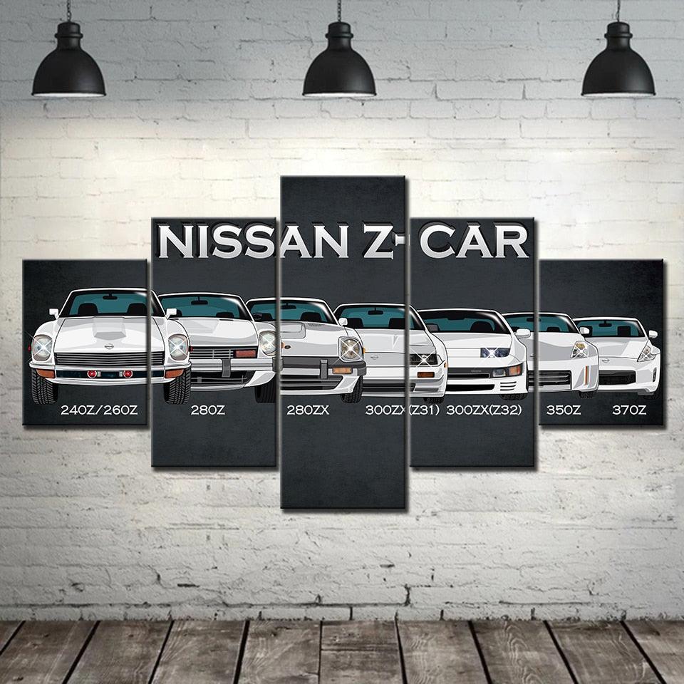 Nissan Z - 5 panel canvas wall art - JDM Global Warehouse