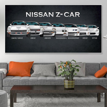 Nissan Z Generations wall art canvas print - JDM Global Warehouse