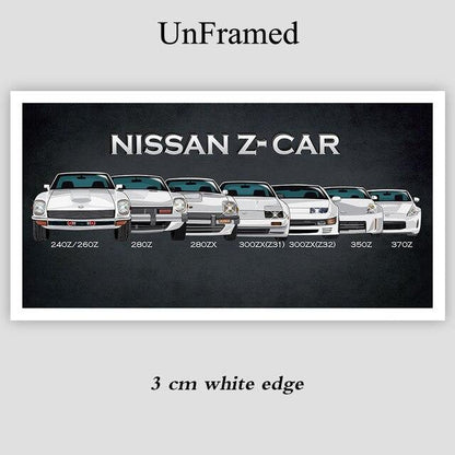 Nissan Z Generations wall art canvas print - JDM Global Warehouse