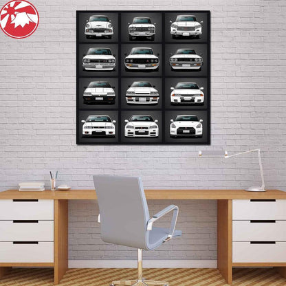 Nissan Skyline GTR Generations wall art - hanging scroll or framed - JDM Global Warehouse