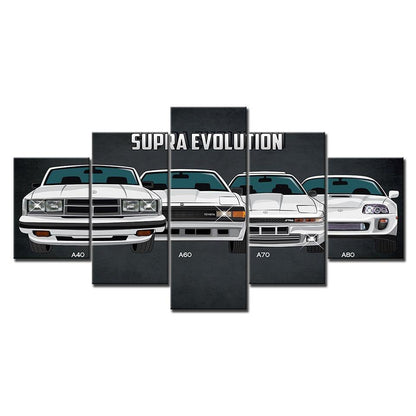 5 piece Toyota Supra evolution canvas wall art - JDM Global Warehouse