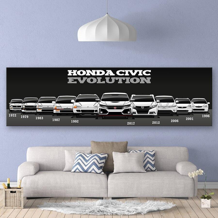Honda Civic complete lineup canvas artwork - JDM Global Warehouse