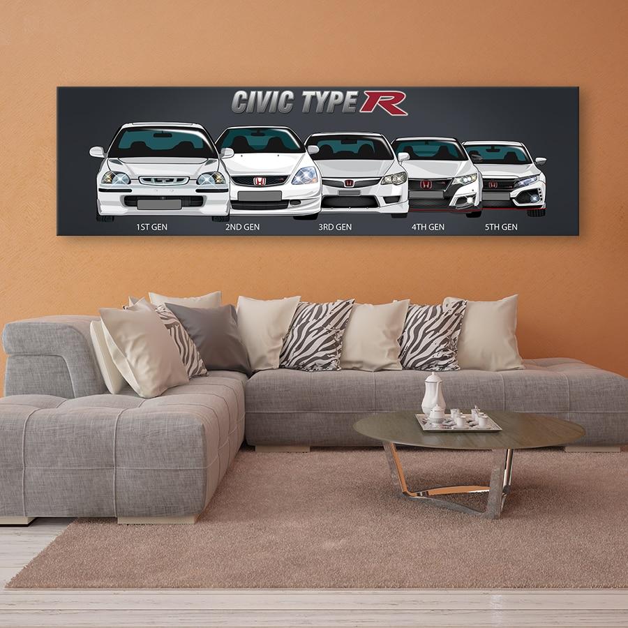Honda Civic Type R generations canvas artwork - JDM Global Warehouse