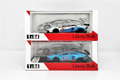 1:64 LB Liberty Walk Lamborghini Aventador GULF Martini with Roof Boxes Diecast Model Car - JDM Global Warehouse