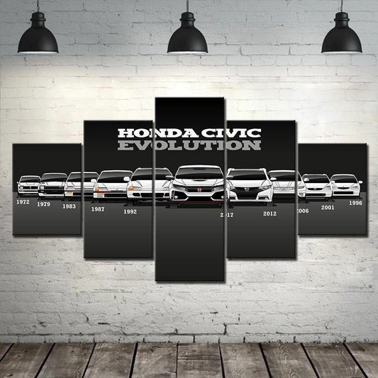 Honda Civic Evolution - 5 panel canvas wall art - JDM Global Warehouse