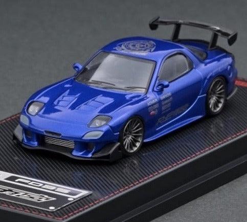 1:64 Mazda RX-7 (FD3S) RE Amemiya metallic blue model car - JDM Global Warehouse