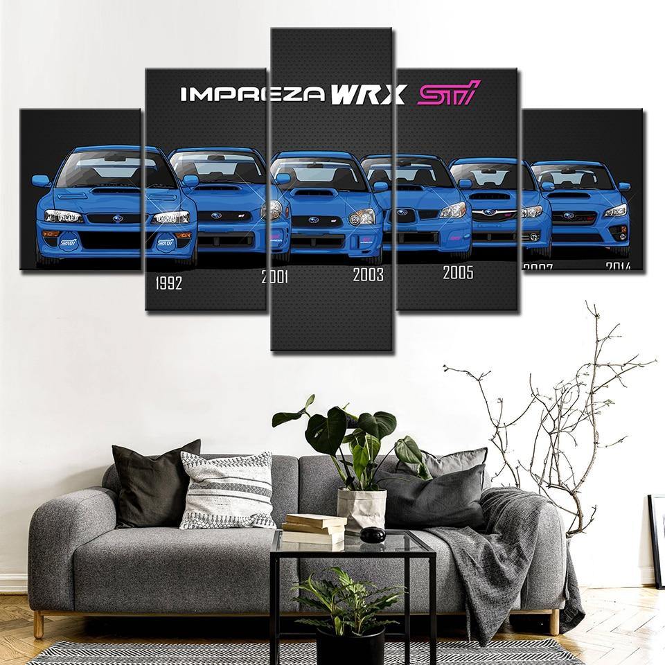 Subaru Impreza WRX STI - 5 Panel canvas wall art - JDM Global Warehouse