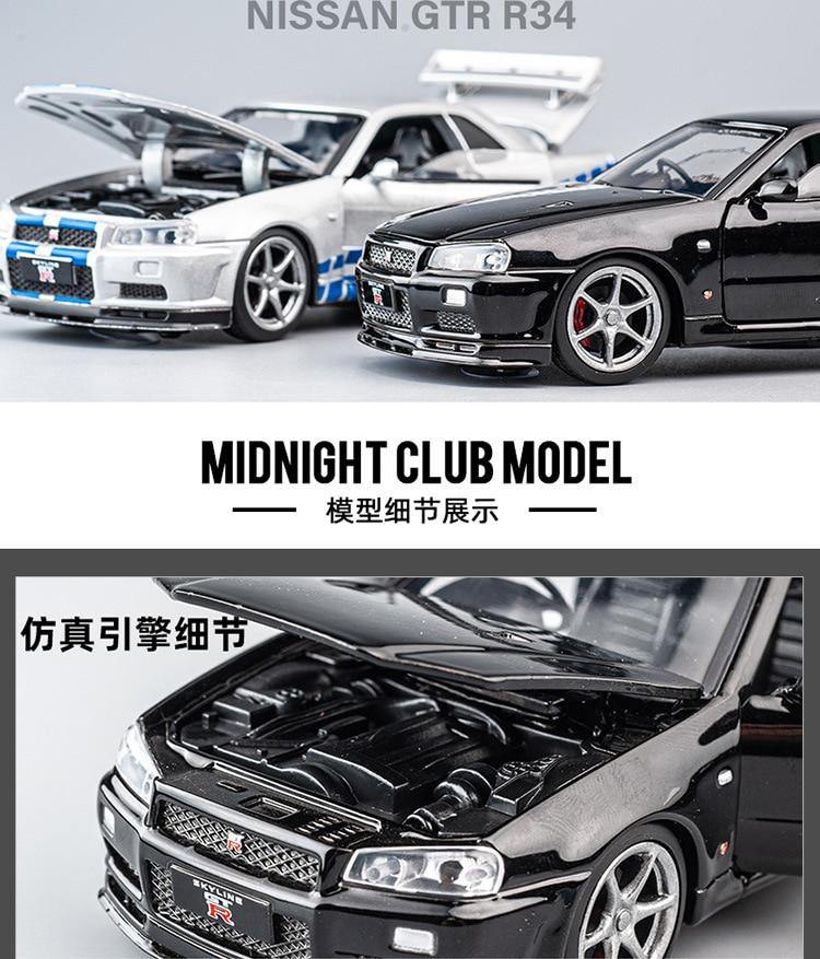 1:32 Nissan Skyline R34 GTR alloy model car - JDM Global Warehouse