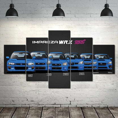 Subaru Impreza WRX STI - 5 Panel canvas wall art - JDM Global Warehouse