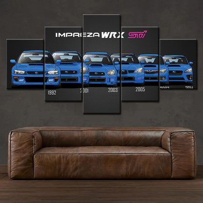 Subaru Impreza WRX STI - 5 Panel canvas wall art - JDM Global Warehouse