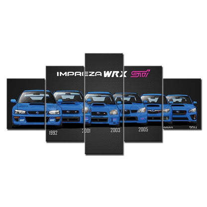 Subaru Impreza WRX STI - 5 Panel canvas wall art - JDM Global Warehouse